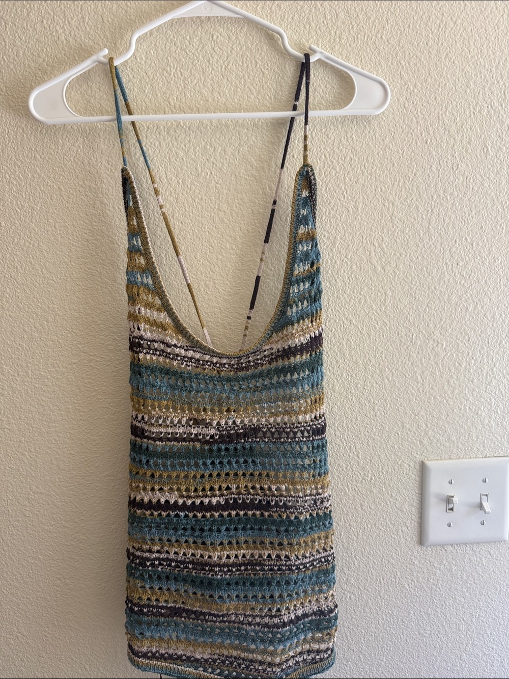 Urban Outfitters Teal, Olive & Cream Crochet Tank